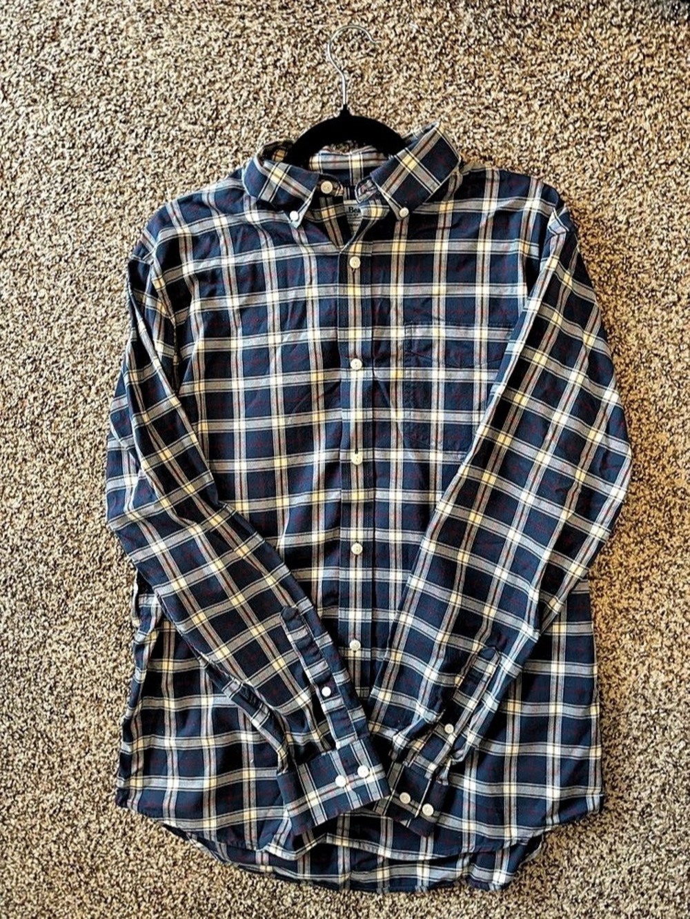 L.L.Bean Traditional Fit Plaid Shirt Blue & Red Size Medium